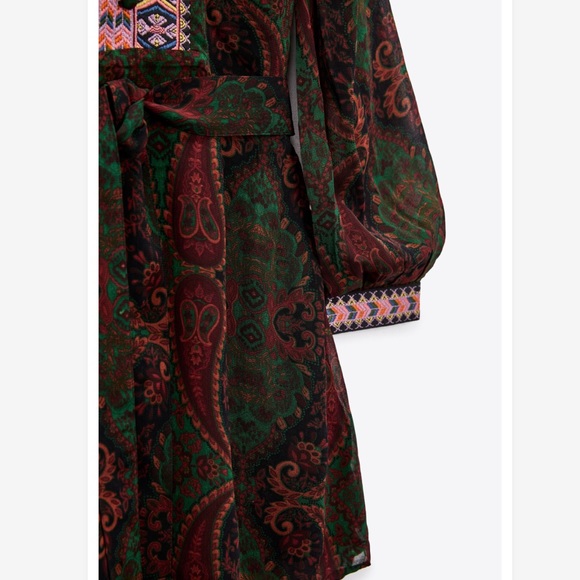 NWT ZARA JACQUARD RIBBON DRESS - Picture 3 of 15